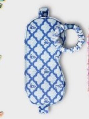 NWT Roller Rabbit x Target blue Geo Trellis animal sleep mask & scrunchie